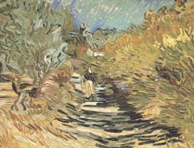 Vincent Van Gogh A Road at Sain-Remy with Female Figure (nn04) France oil painting art